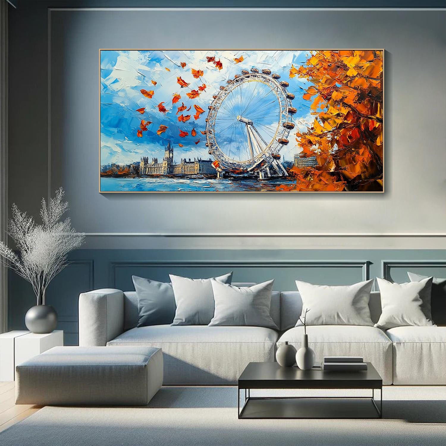 London Eye Themed Oil Painting - Modern Cityscape Art #TB 058