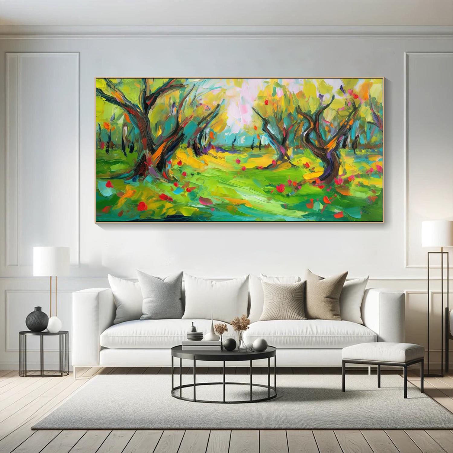 Bright Color Abstract Landscape Painting, Modern Art Wall Art