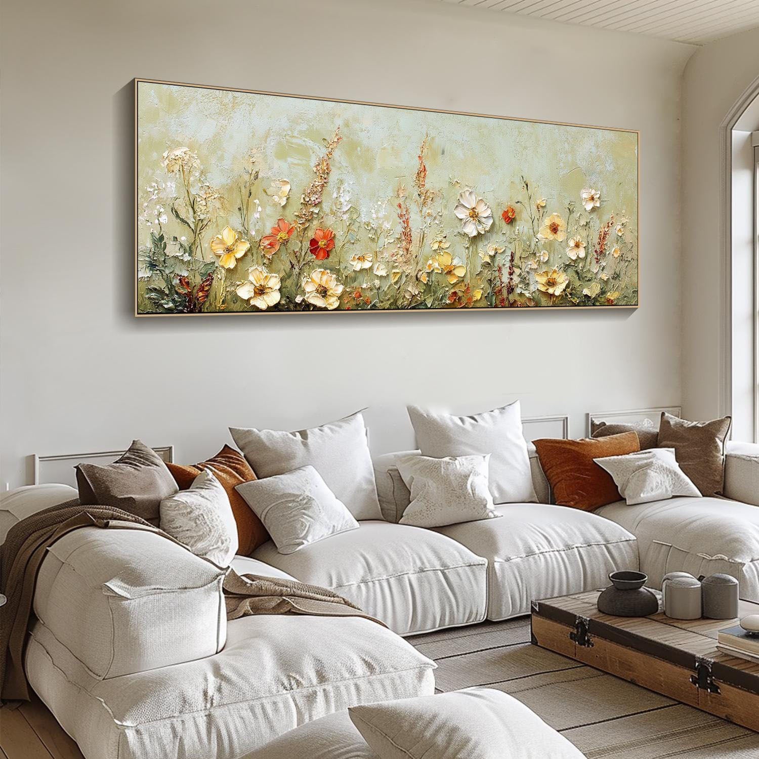 Textured Floral Meadow Painting - Colorful Wildflower Art #TB 003