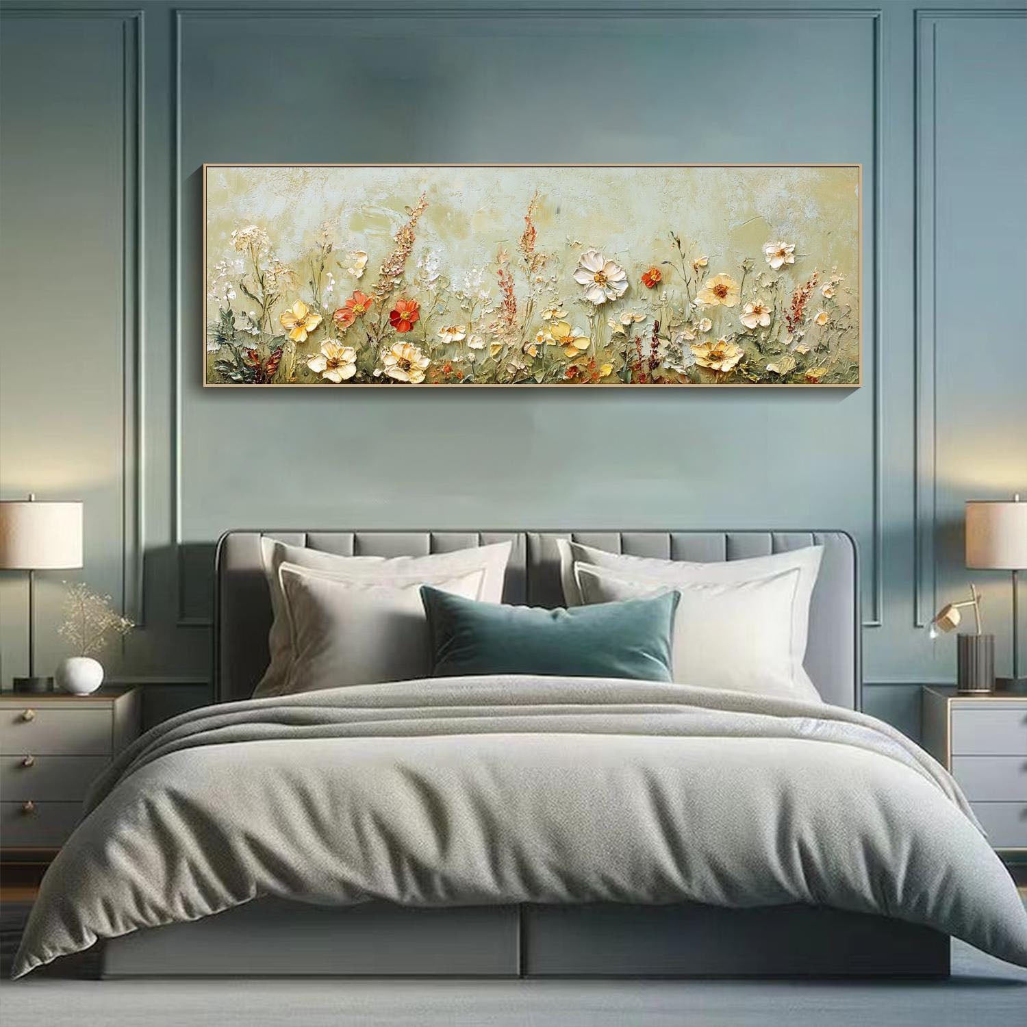 Textured Floral Meadow Painting - Colorful Wildflower Art #TB 003