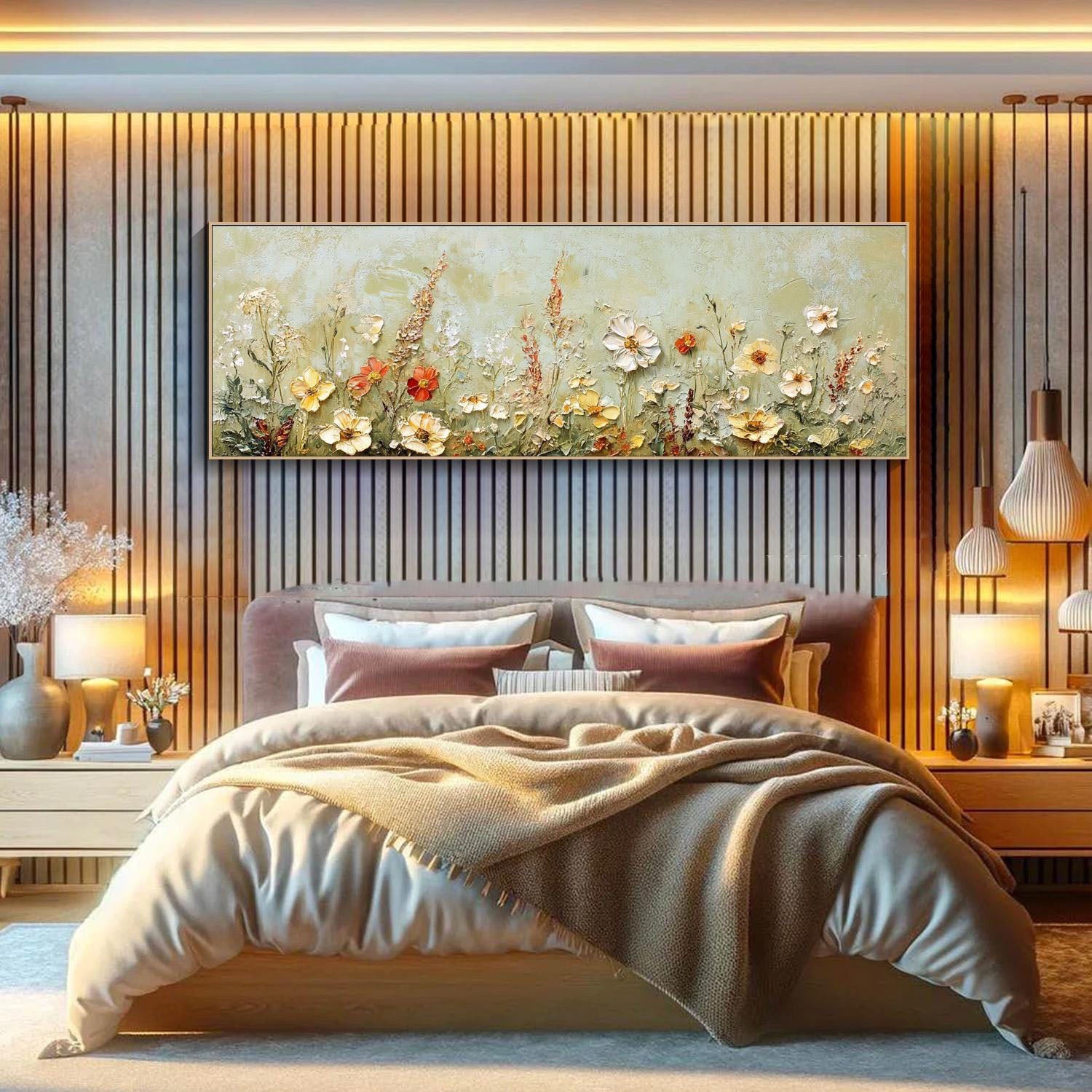 Textured Floral Meadow Painting - Colorful Wildflower Art #TB 003