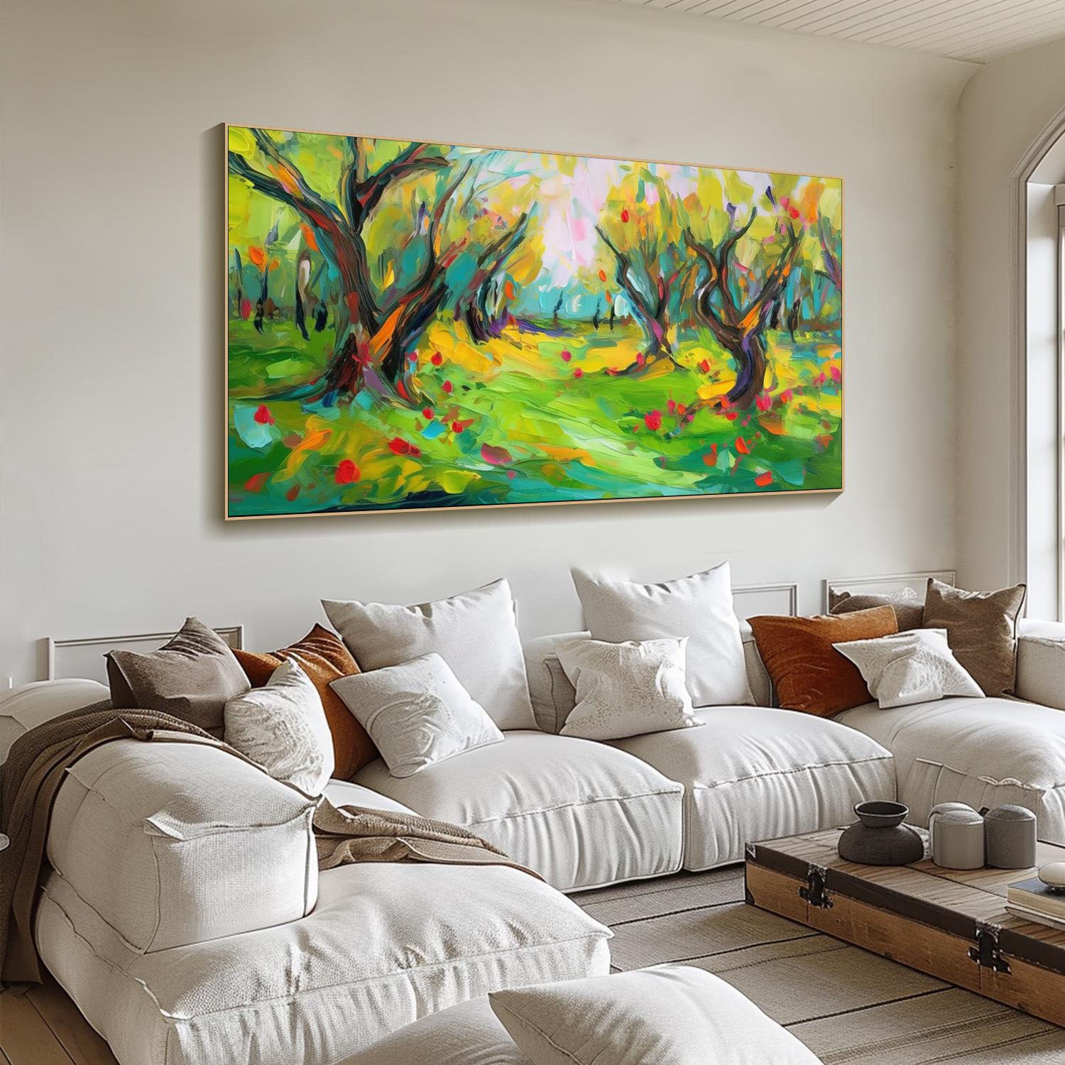 Vibrant Color Abstract Landscape Oil Painting, Modern Art Wall Decor #TB 043