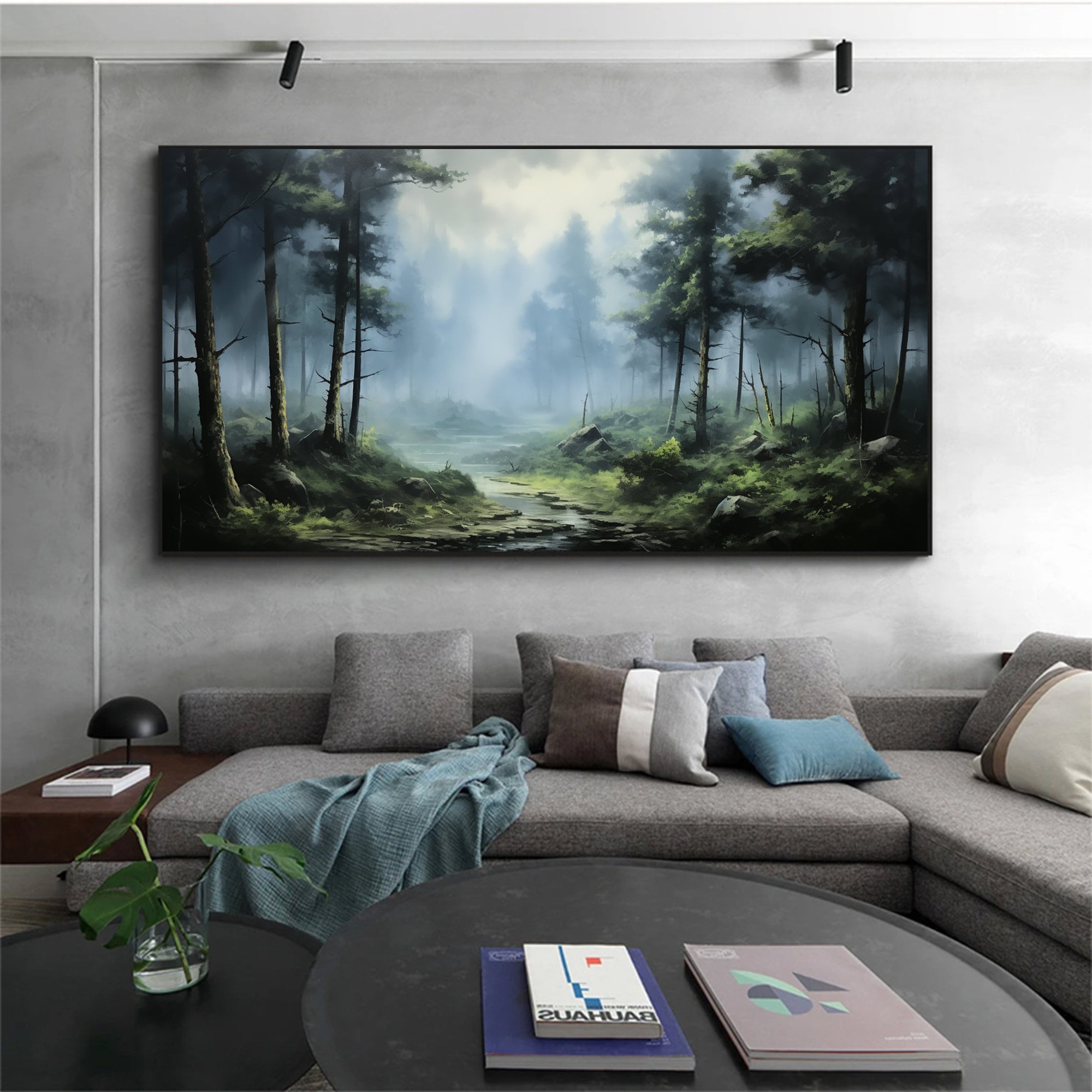 Calming Forest Painting | Oversized Horizontal Landscape Wall Art #ZZ 094