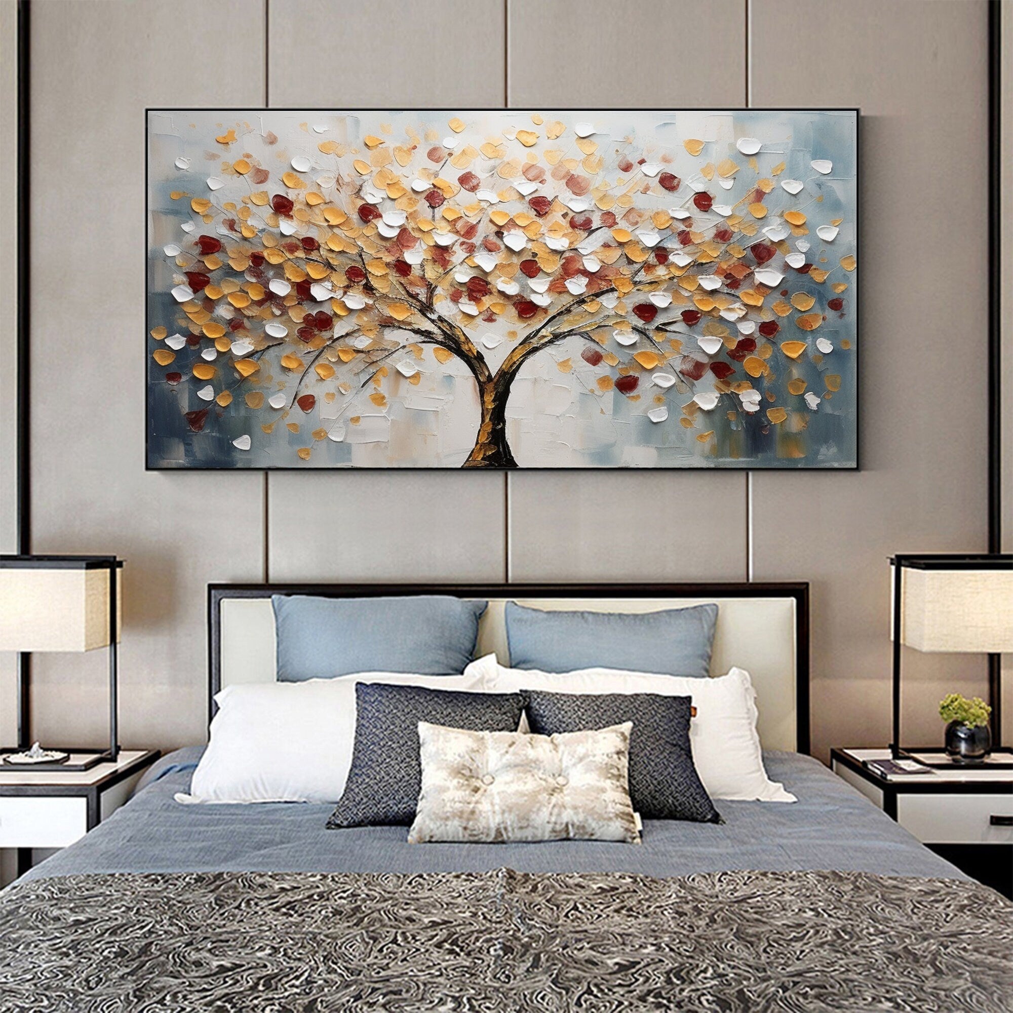 Tree of Life Wall Art | Large Textured Landscape Painting Canvas #ZZ 179