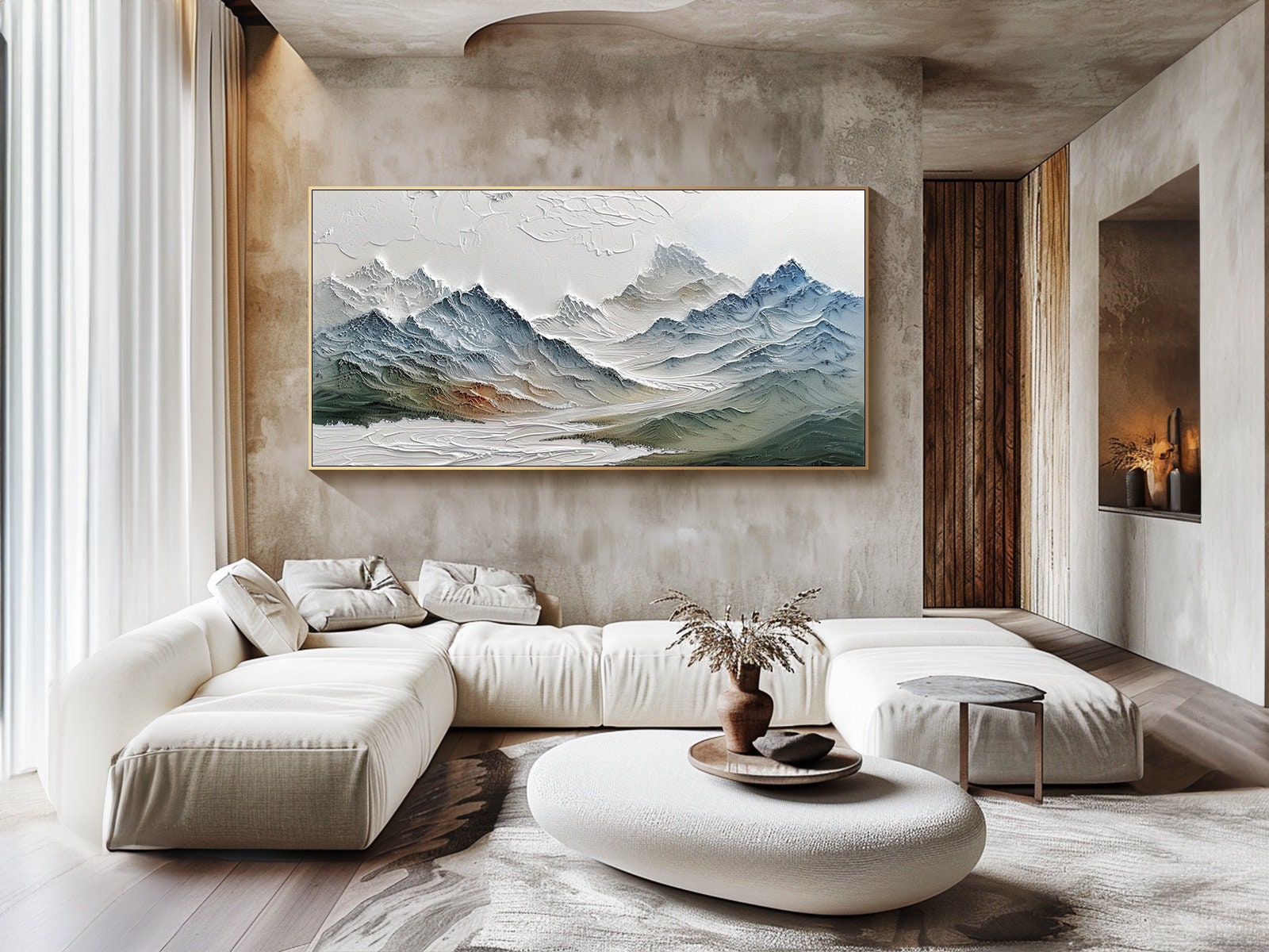 Textured Mountain Range Painting | Large 3D Landscape Wall Art #ZZ 145