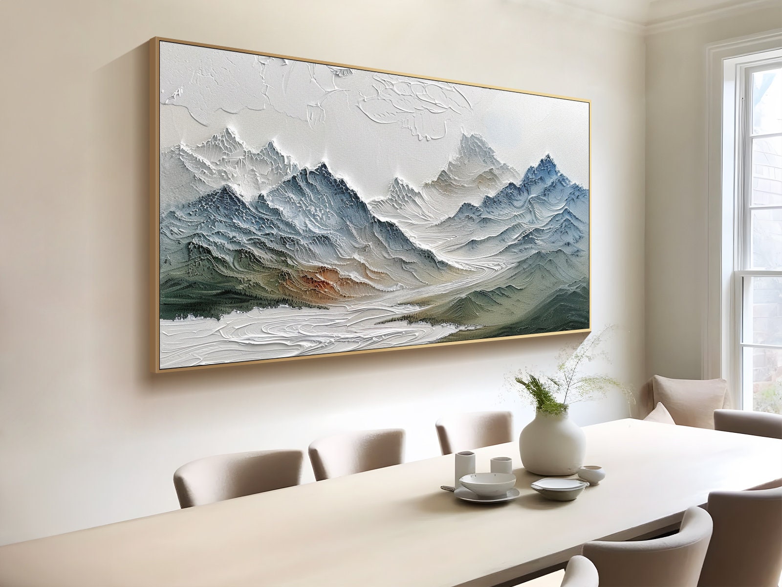 Textured Mountain Range Painting | Large 3D Landscape Wall Art #ZZ 145
