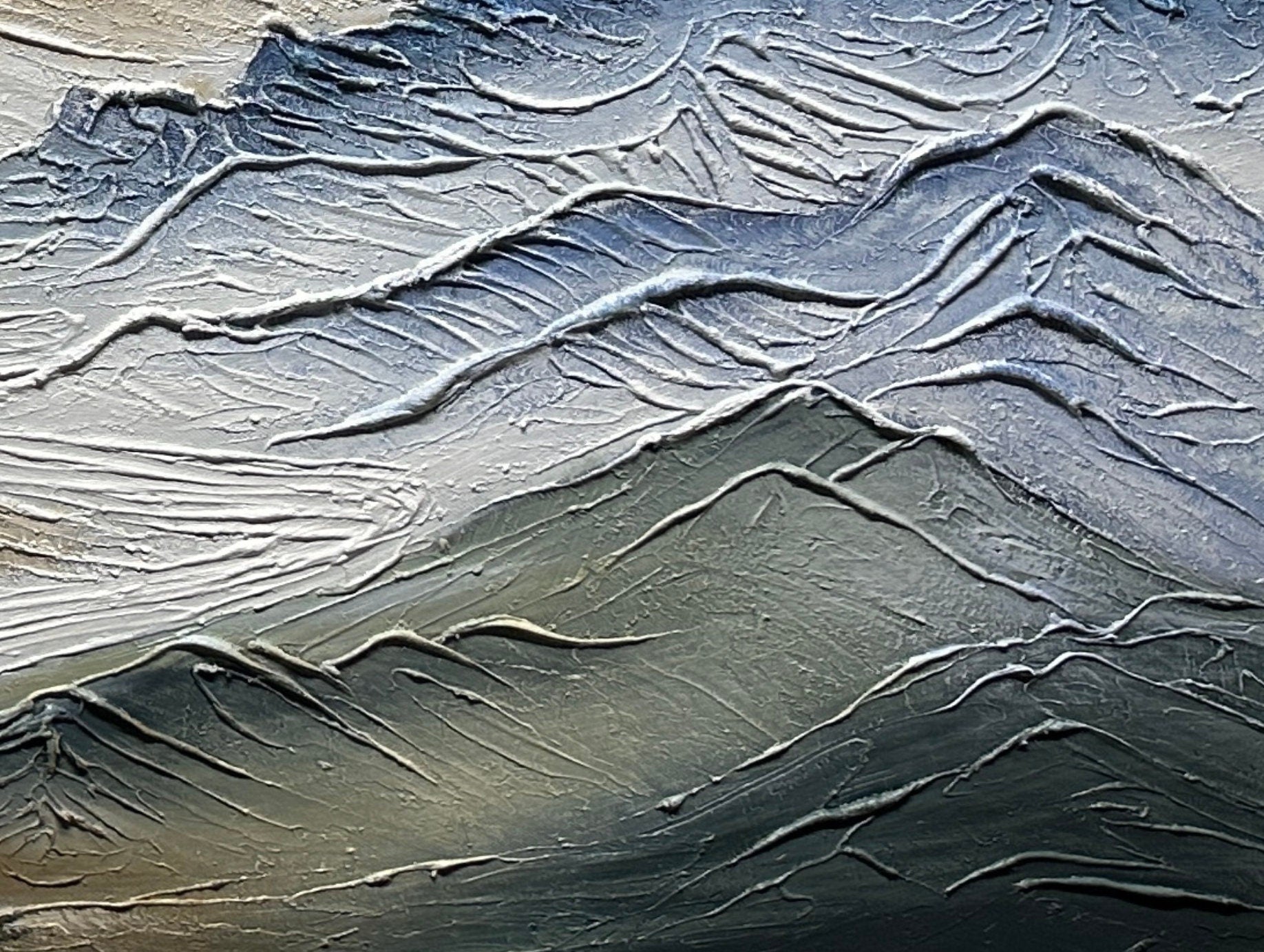 Textured Mountain Range Painting | Large 3D Landscape Wall Art #ZZ 145