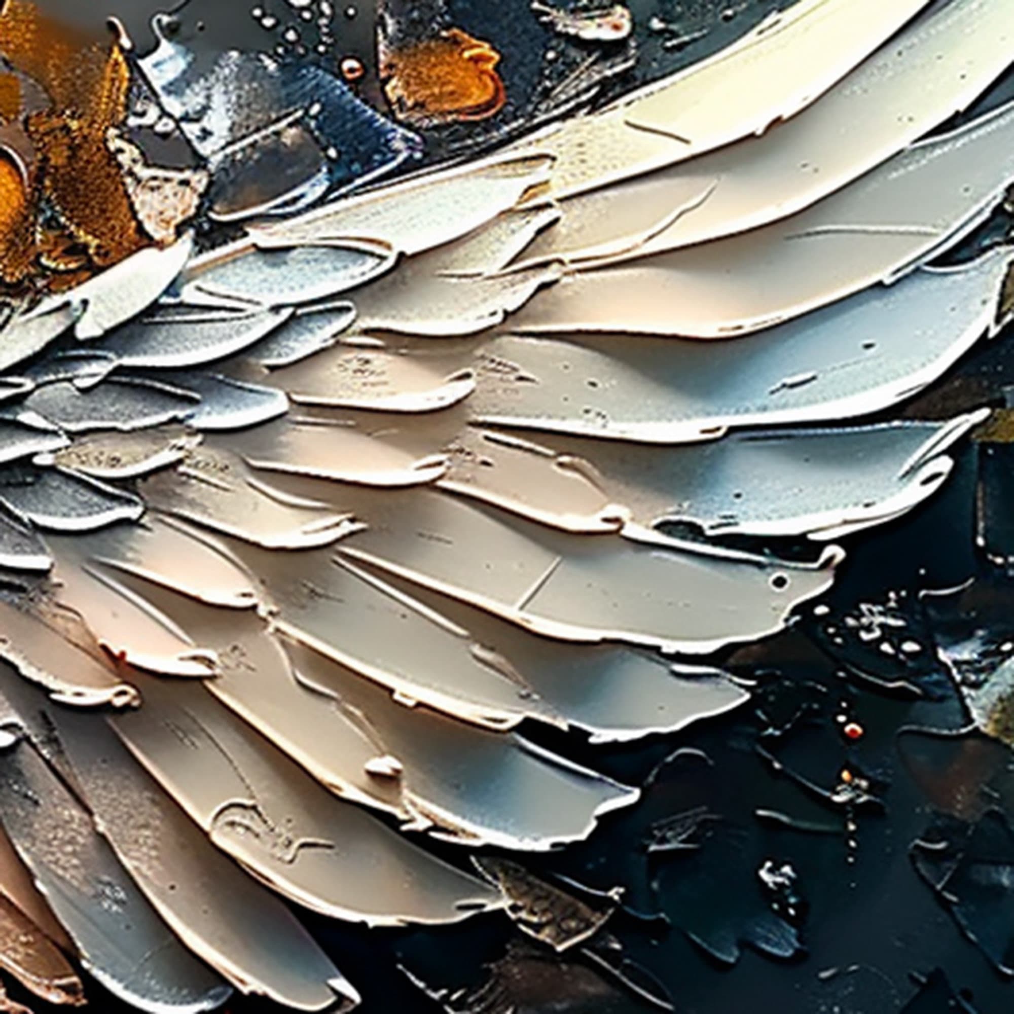 Oversized Angel Wings Artwork | Textured Painting Dark Metallic #ZZ 170