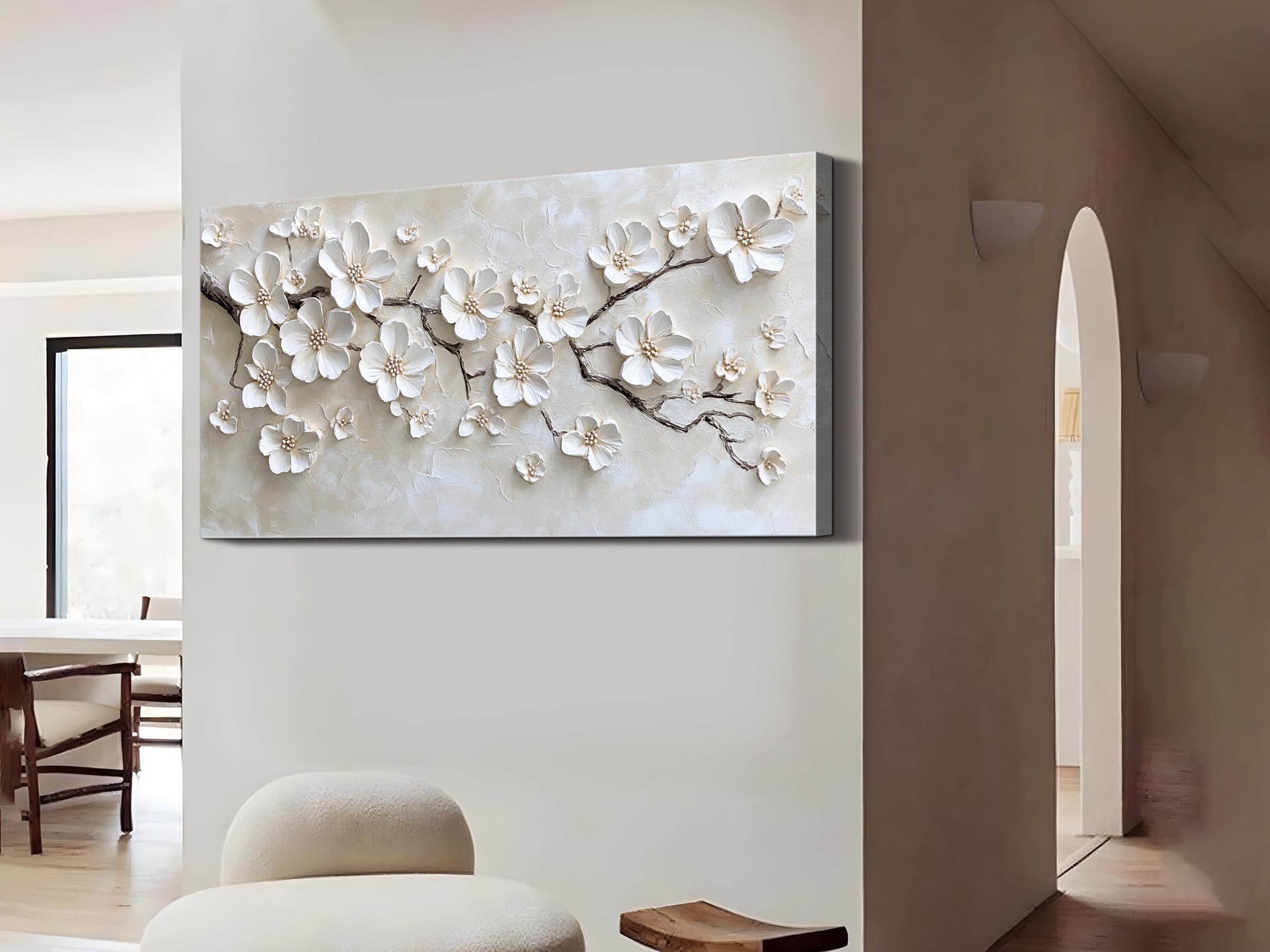 Textured Cherry Blossom Painting | Large 3D Floral Wall Art #ZZ 146