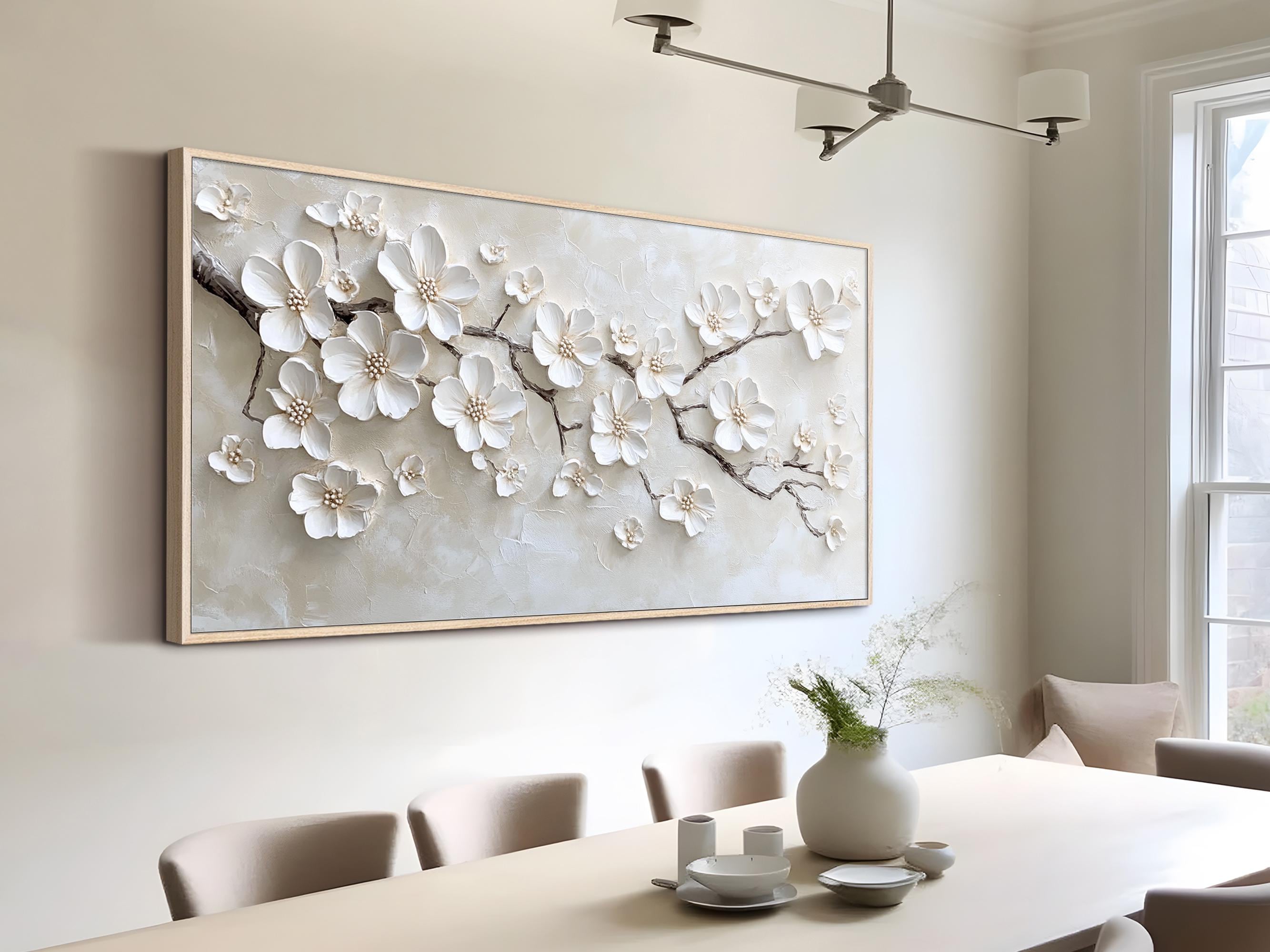 Textured Cherry Blossom Painting | Large 3D Floral Wall Art #ZZ 146