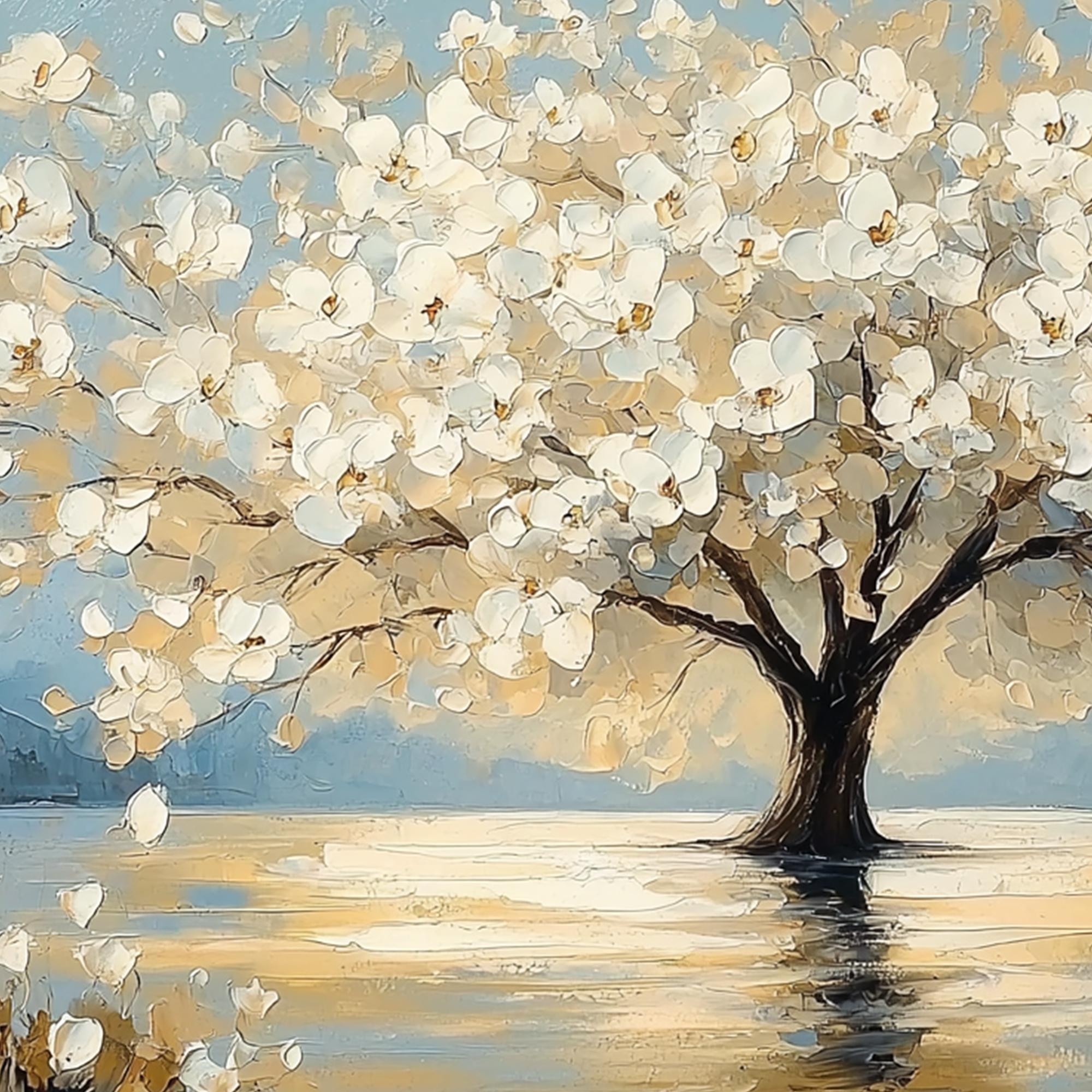 Floral Tree Painting | Oversized Horizontal Canvas Wall Art for Living Room #ZZ 091