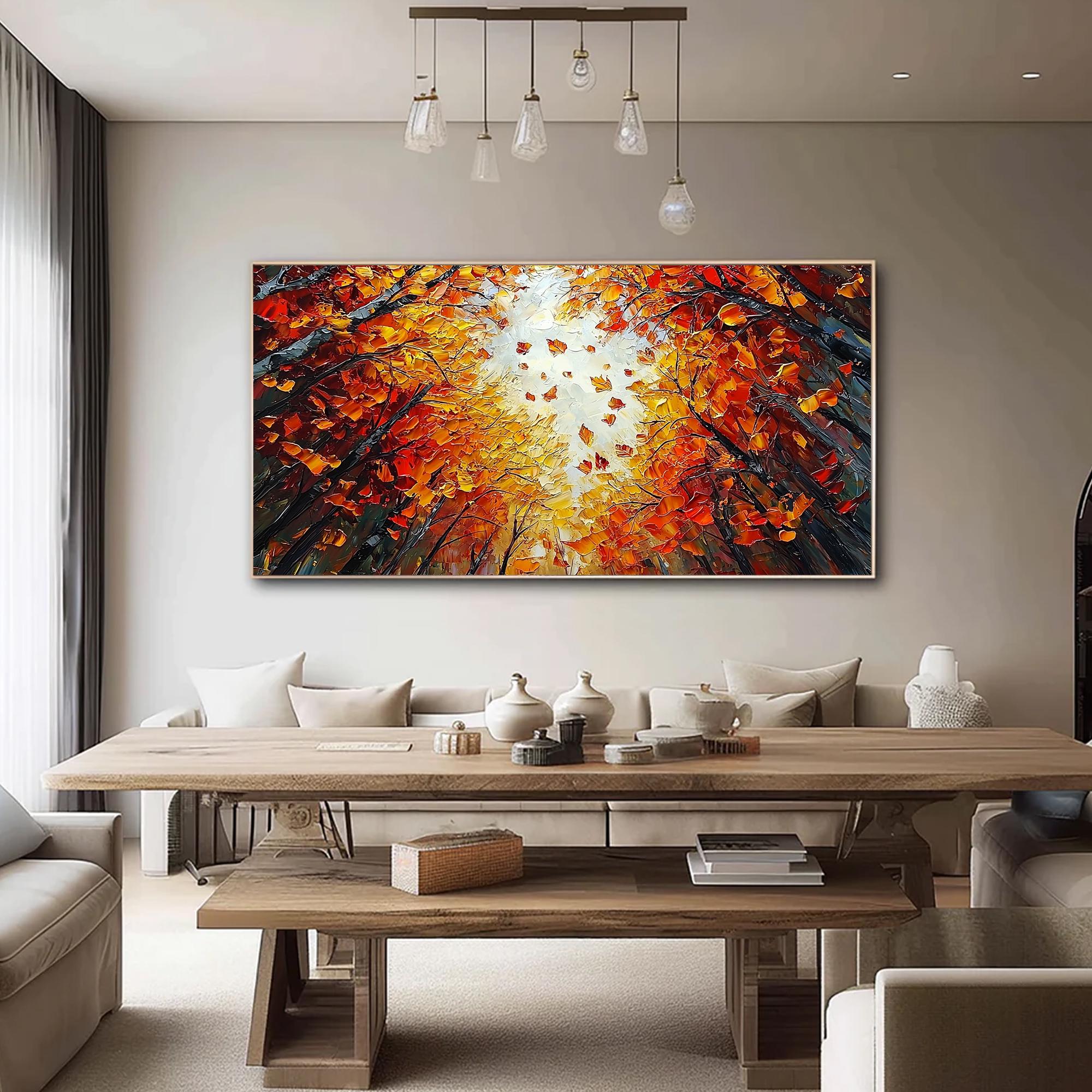 Autumn Forest Canopy Wall Art | Large Textured Tree Painting Canvas #ZZ 095