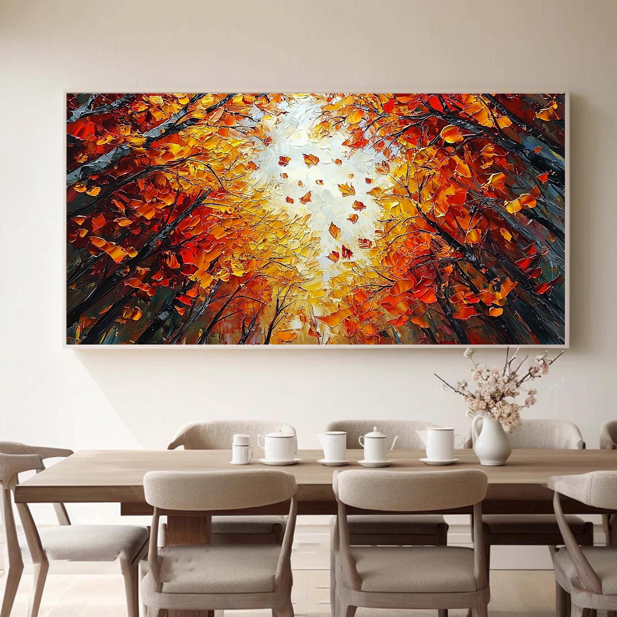 Autumn Forest Canopy Wall Art | Large Textured Tree Painting Canvas #ZZ 095