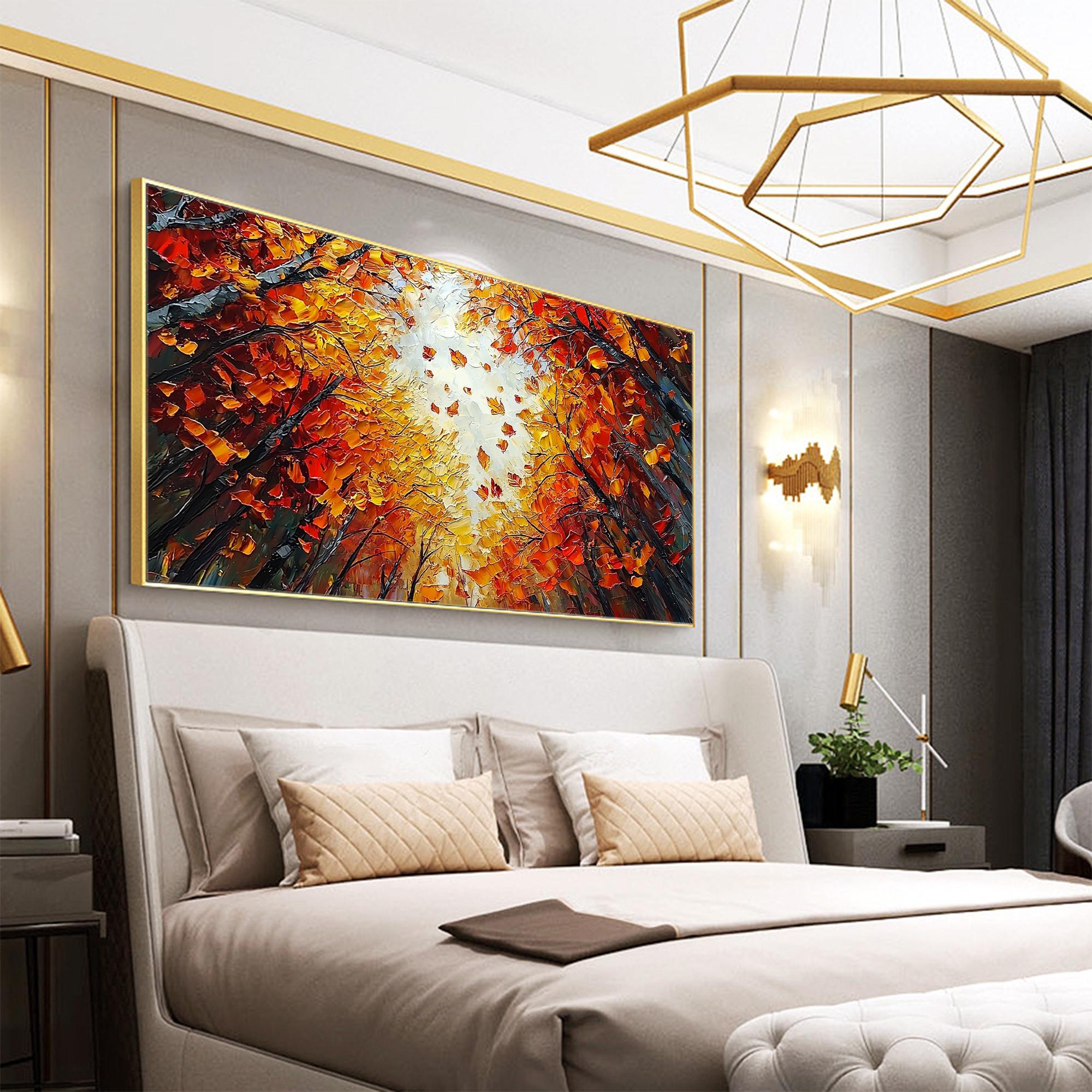 Autumn Forest Canopy Wall Art | Large Textured Tree Painting Canvas #ZZ 095
