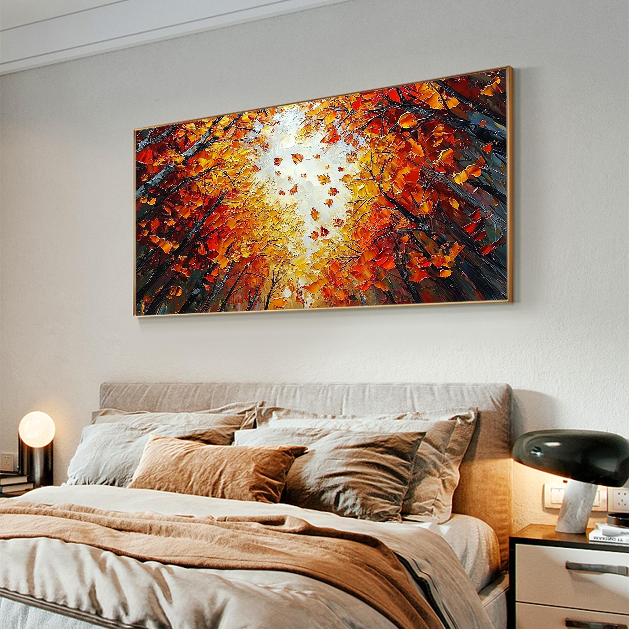 Autumn Forest Canopy Wall Art | Large Textured Tree Painting Canvas #ZZ 095