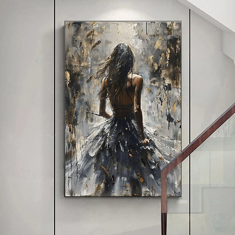 Figurative Abstract Art | Large Vertical Painting for Wall Decor #ZZ 186