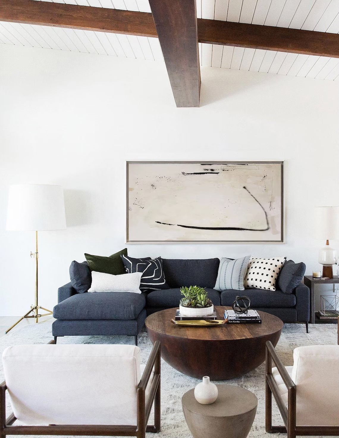 Large Abstract Canvas Art - Black & White Oil Painting #TC 108