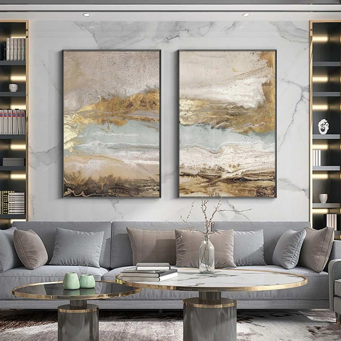 Textured Abstract wall paintings Set | Modern Living Room Decor | #TC 043
