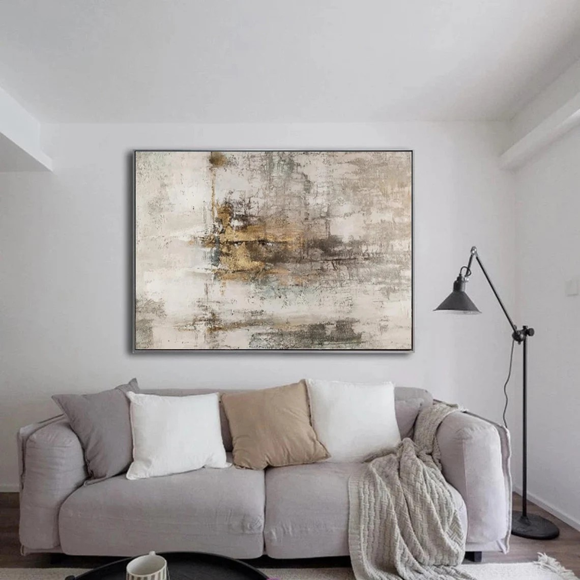 Horizontal Abstract Wall Art | Large Textured Oil Painting