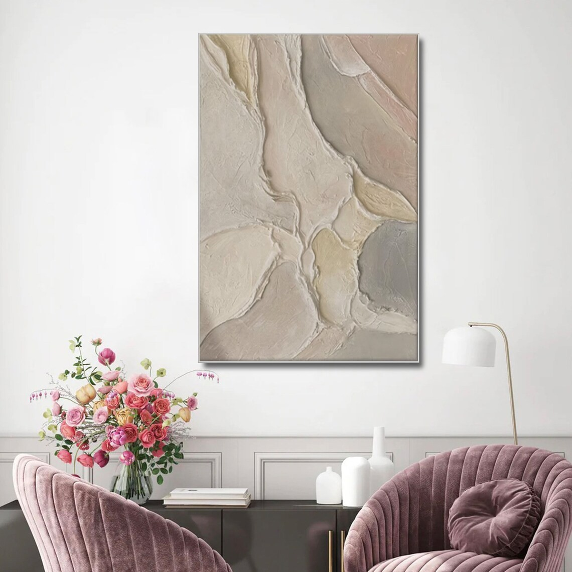 Neutral Abstract Textured Painting - Handmade Wall Art #TC 091