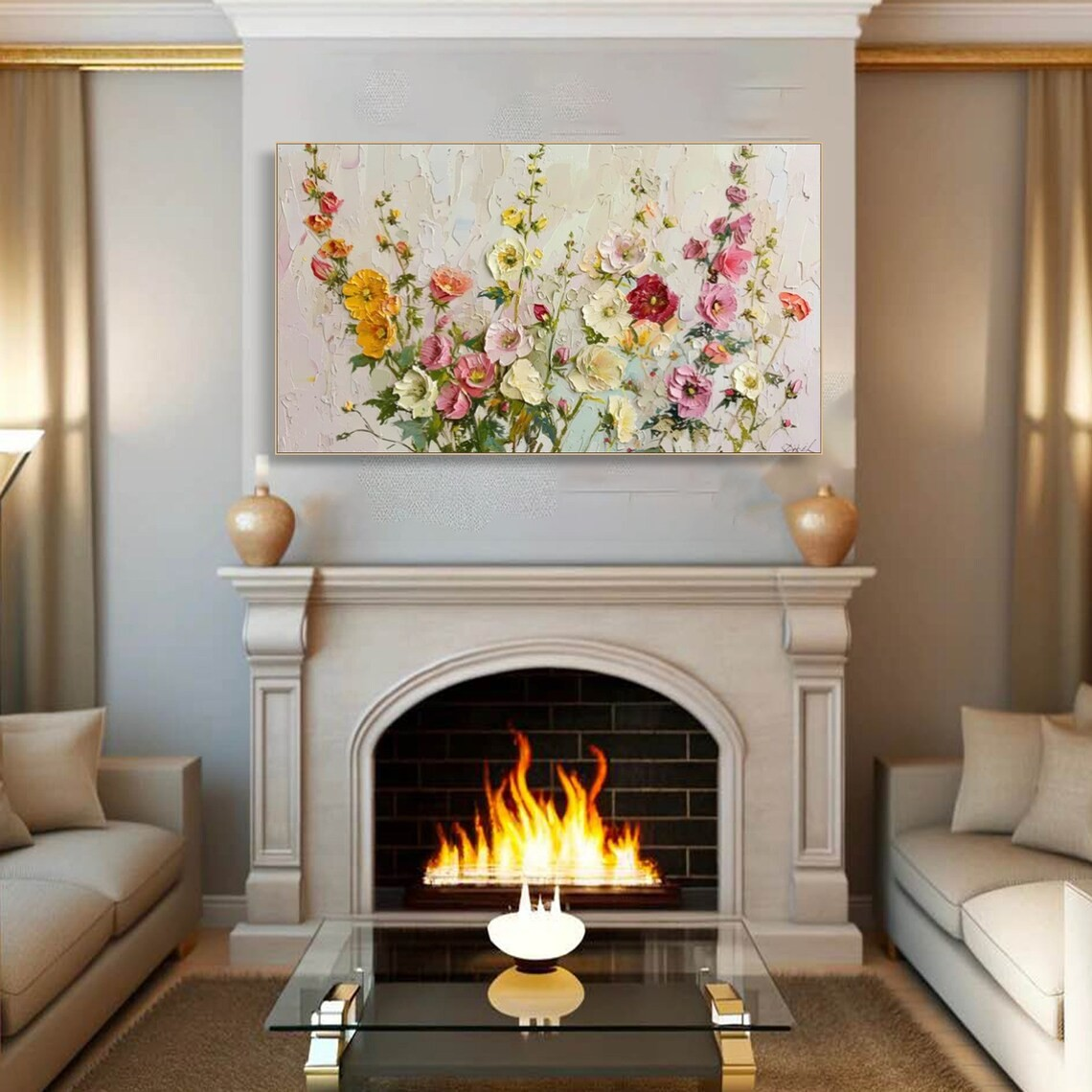 Colorful Textured Flower Painting - Handmade Floral Art #TC 093