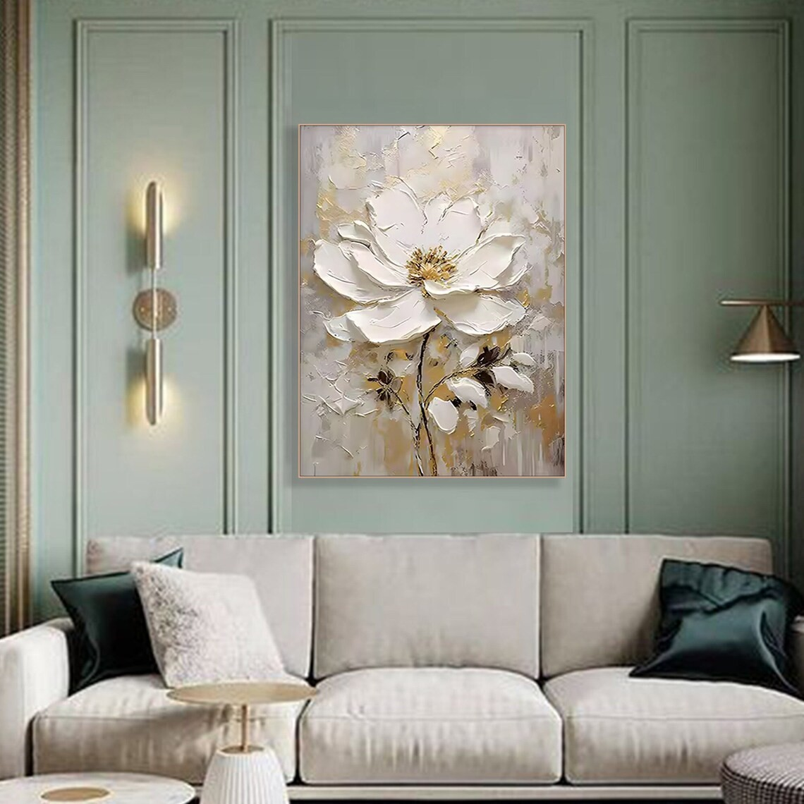 Handmade Textured Flower Painting | Vertical Decor #TC 100