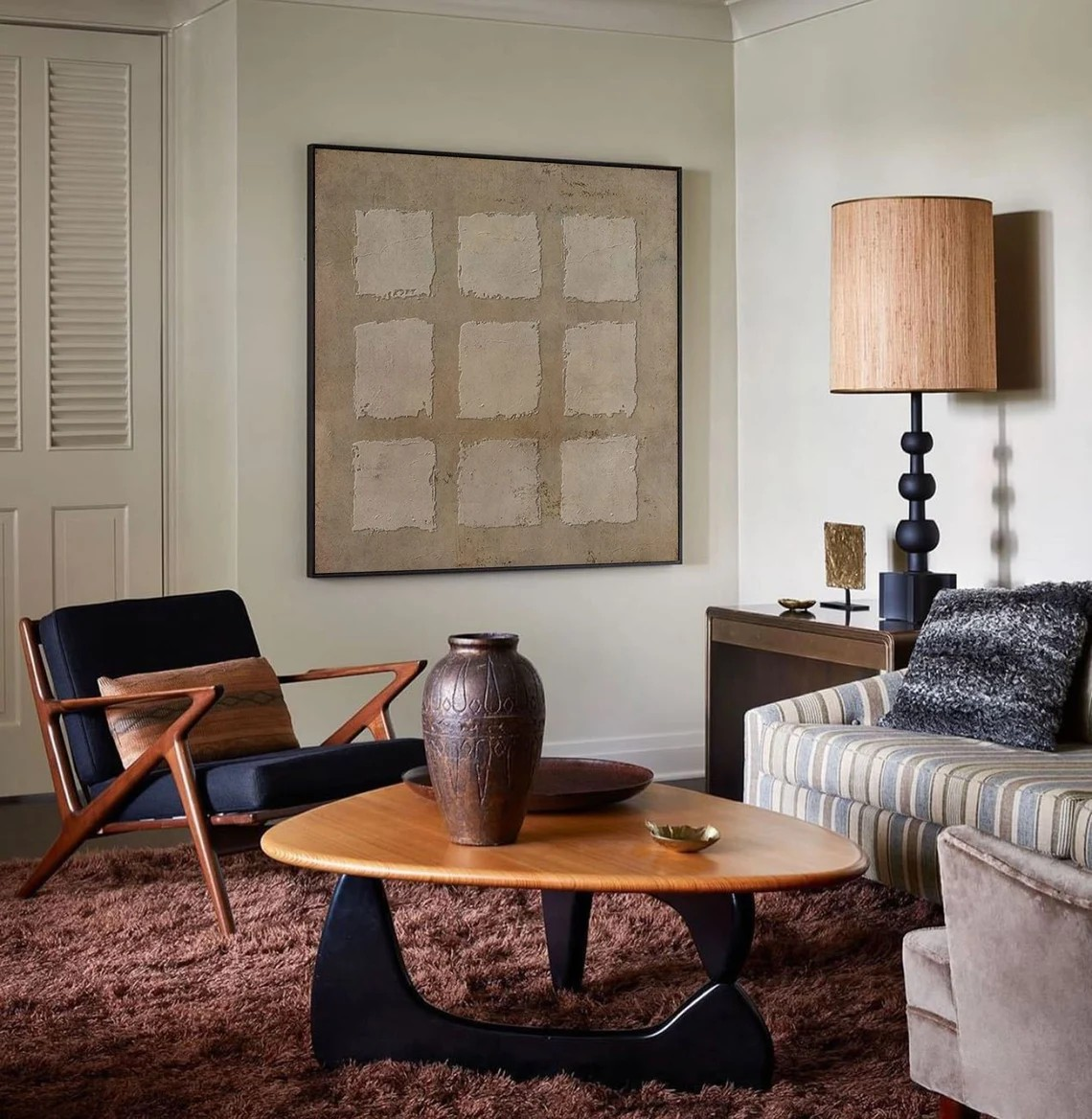 Textured Beige Abstract - Nine Square Grid Oil Painting #JJ 017