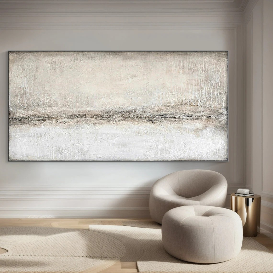 Serene Abstract Landscape Painting | Textured Neutral Wall Art
