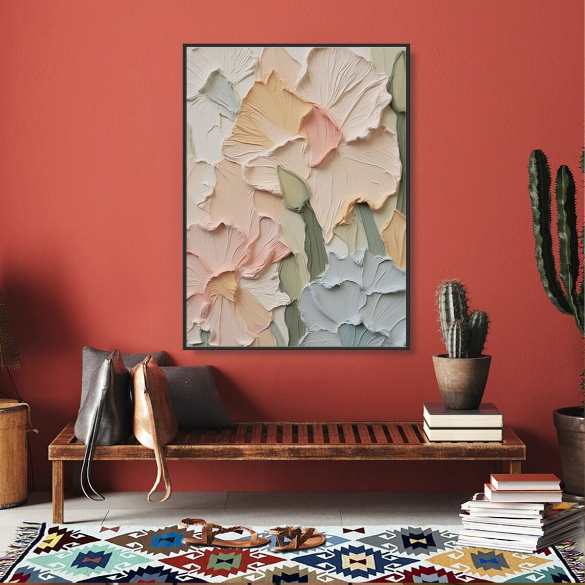 3D Floral Wall Art | Textured Canvas Painting #TC 101