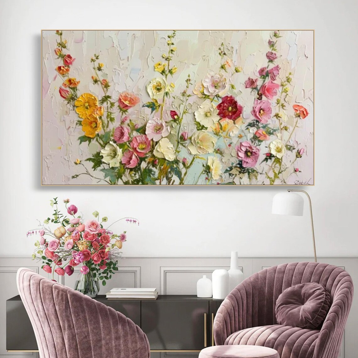 Colorful Textured Flower Painting - Handmade Floral Art #TC 093
