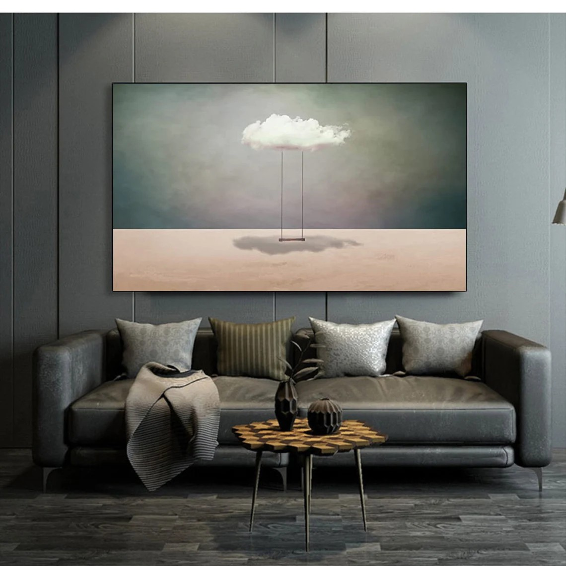 Atmospheric Cloud Art | Minimalist Surreal Painting for modern interiors #TC 044