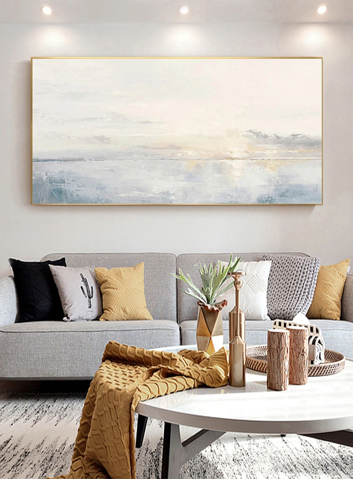 Pastel Coastal Oil Painting for Home Decor - Serene Wall Art #JJ 004