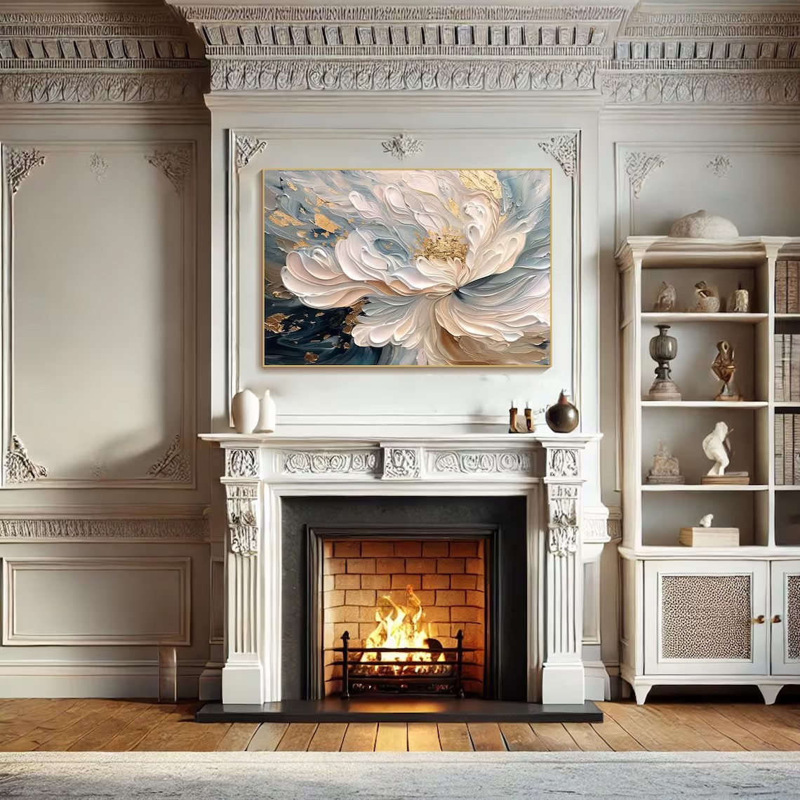 Large Abstract Flower Oil Painting for Living Room Decor #TC 099