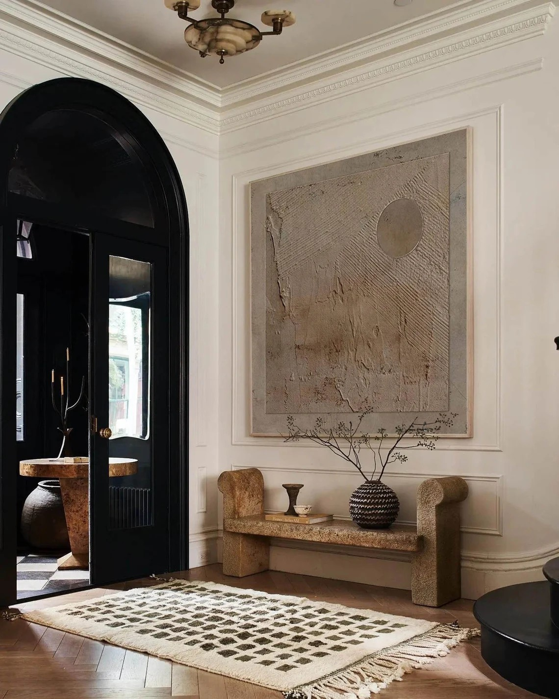 Wabi-Sabi Abstract Oil Painting - Textured Monochromatic Circle Art #JJ 012