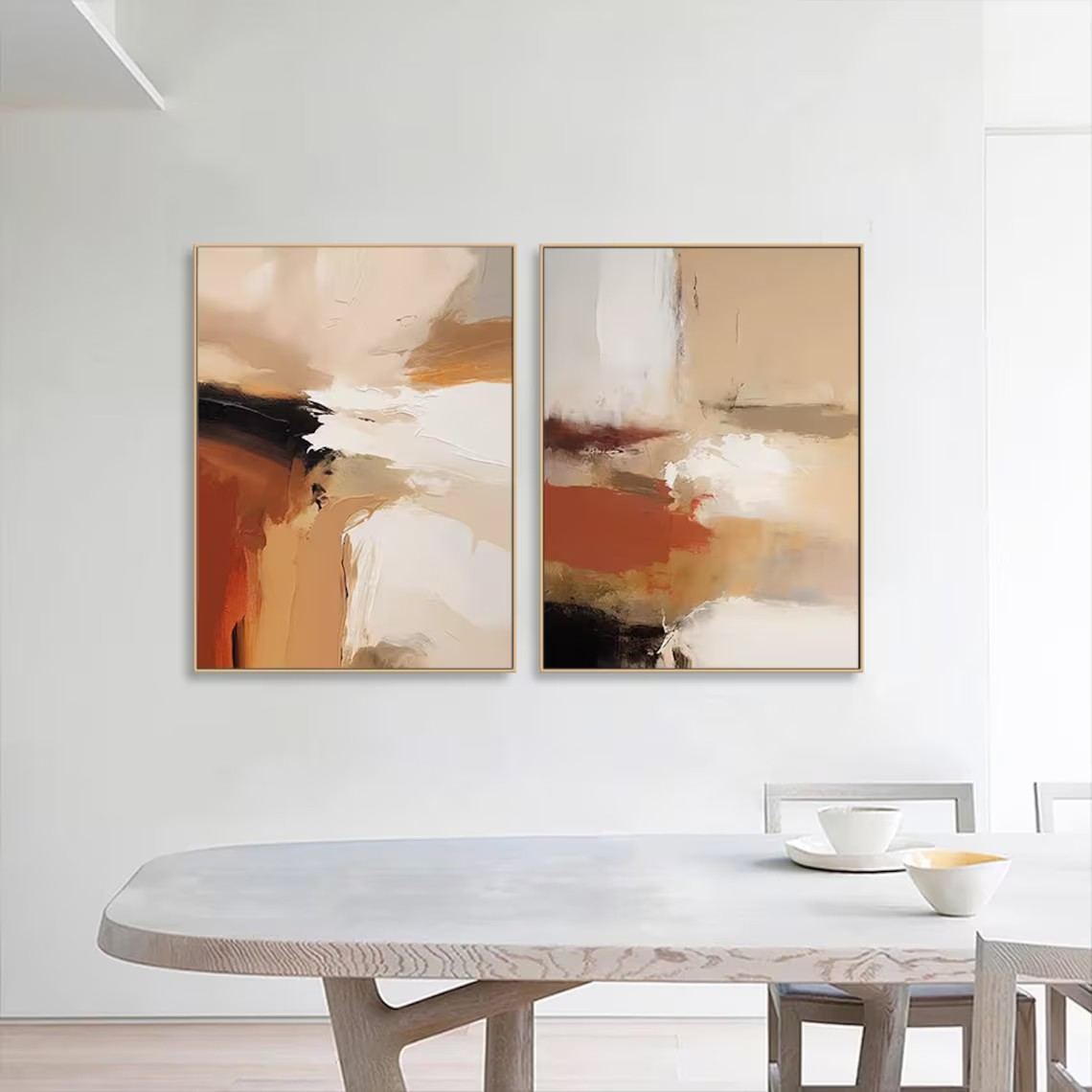 Warm Palette Abstract Paintings | Contemporary Art Set of 2 | #TC 077