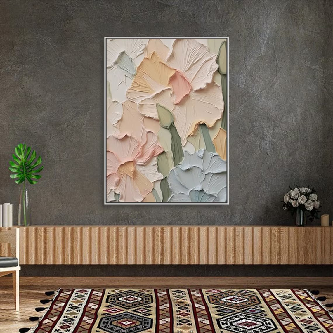 3D Floral Wall Art | Textured Canvas Painting #TC 101