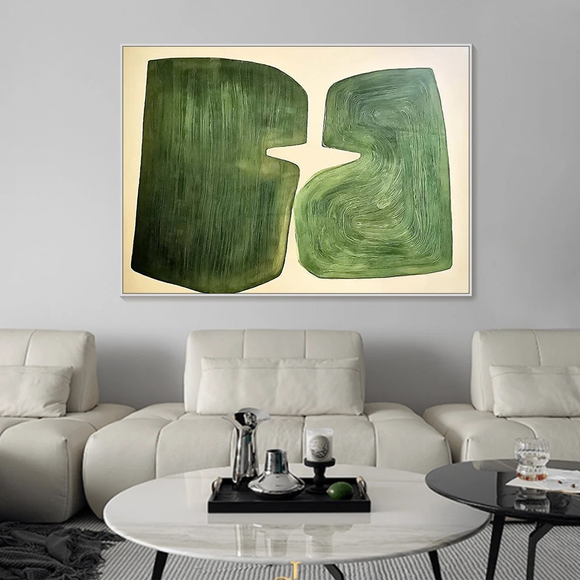 Handmade Green Abstract Canvas Art for Home Decor#TC 079