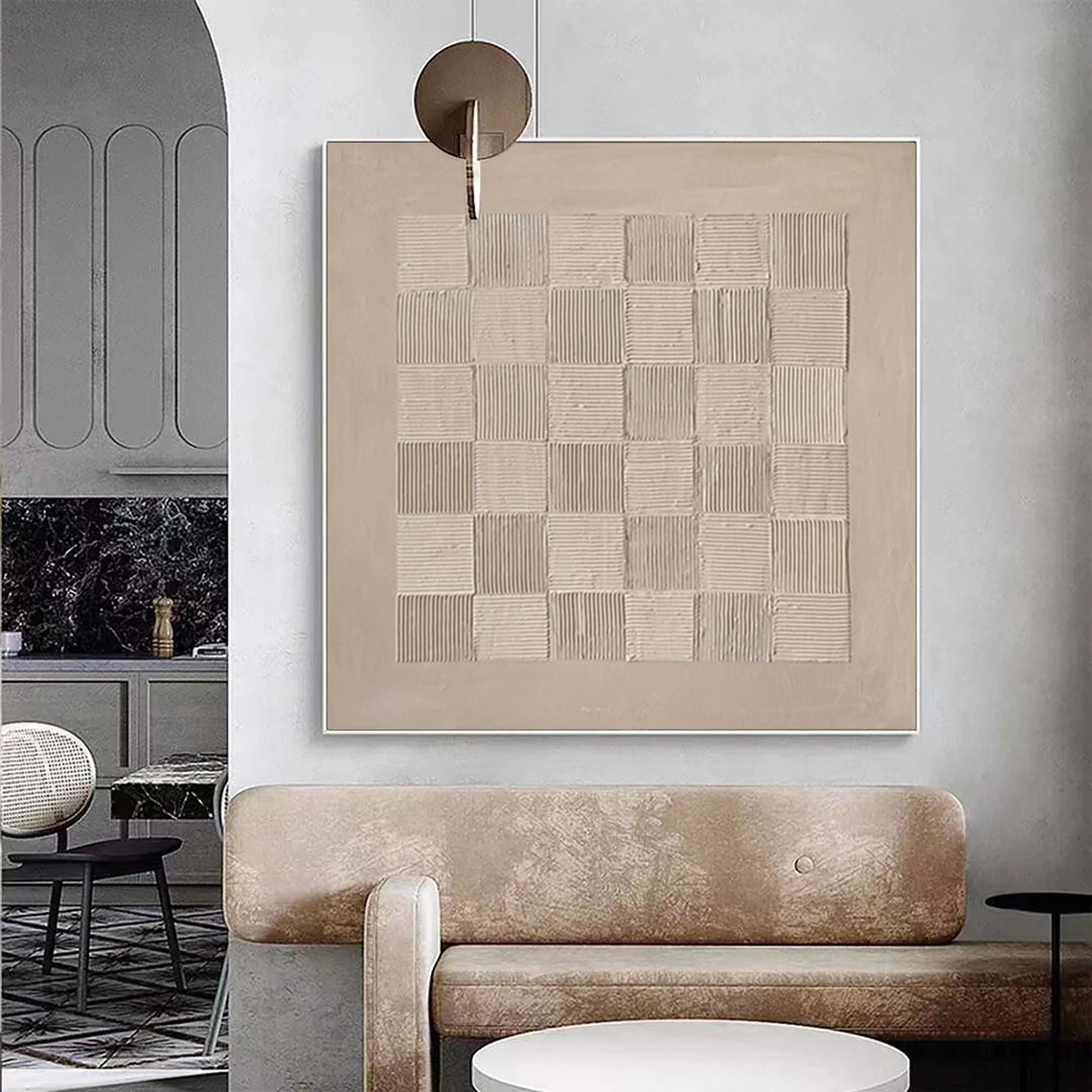 Calm Beige Grid Abstract - Textured Minimalist for Serene Spaces