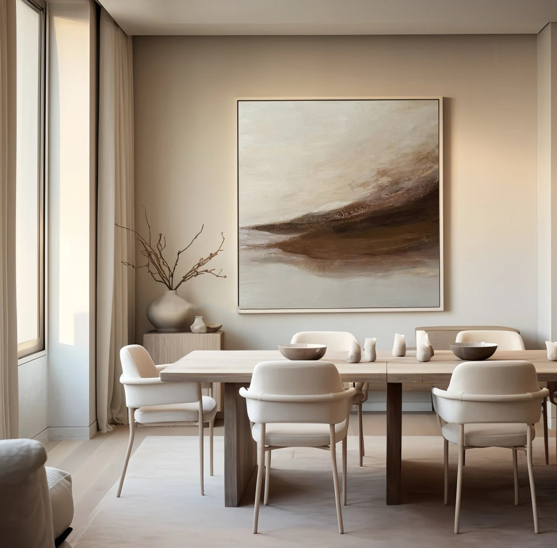 Hand-Painted Abstract Art - Modern Neutral Canvas #TC 111