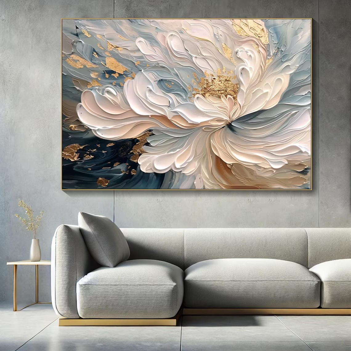 Large Abstract Flower Oil Painting for Living Room Decor #TC 099