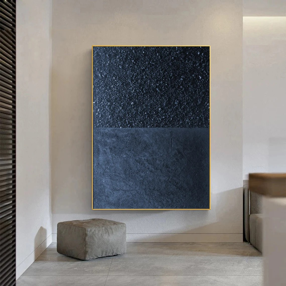 Abstract Blue Textured Oil Painting Modern Wall Art #TC 081