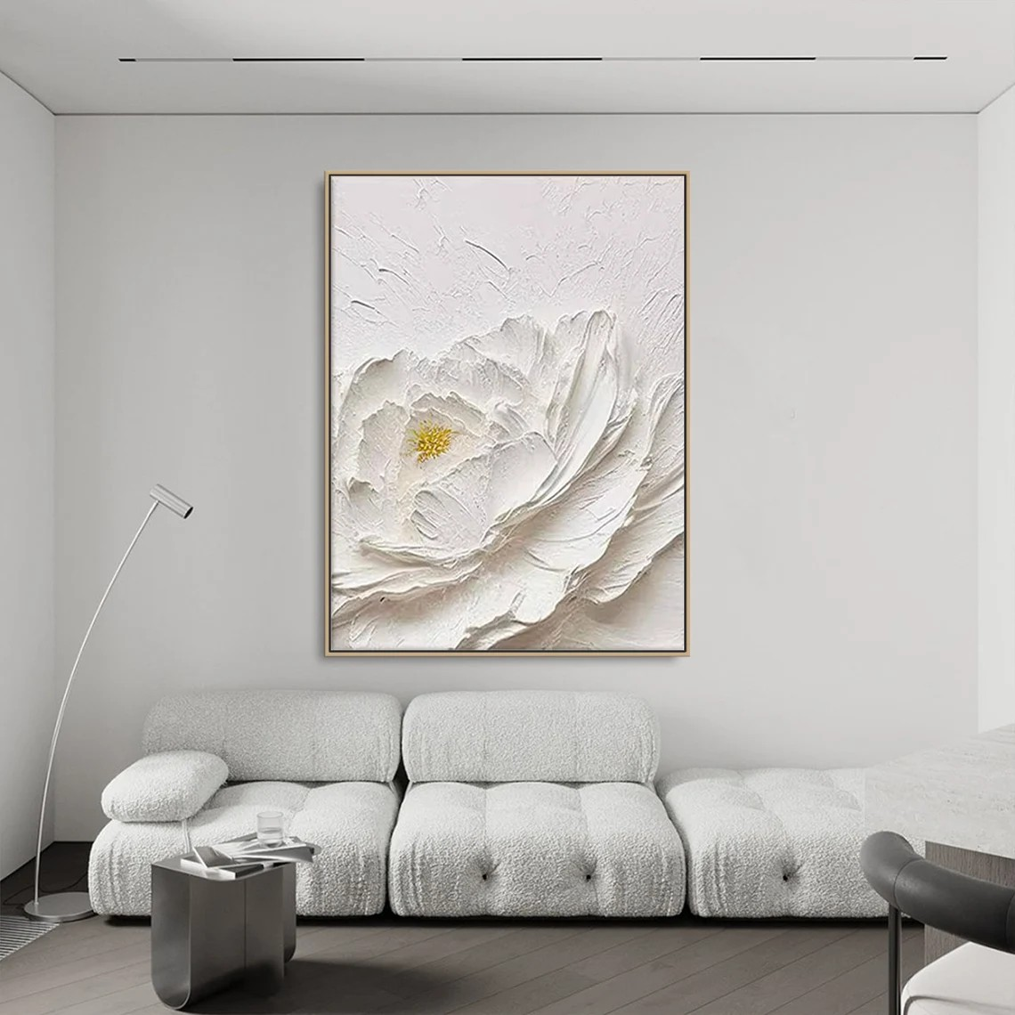 Textured White Flower Painting | Impasto Floral Wall Art #TC 078