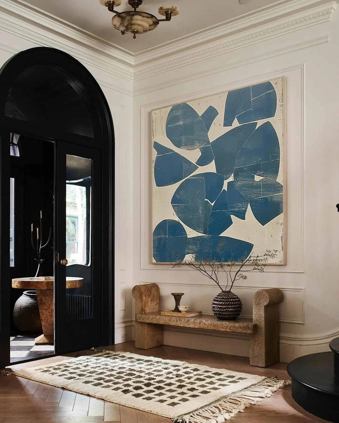 Abstract Blue Forms Oil Painting on Canvas - Modern Textured Wall Art Decor #JJ 002