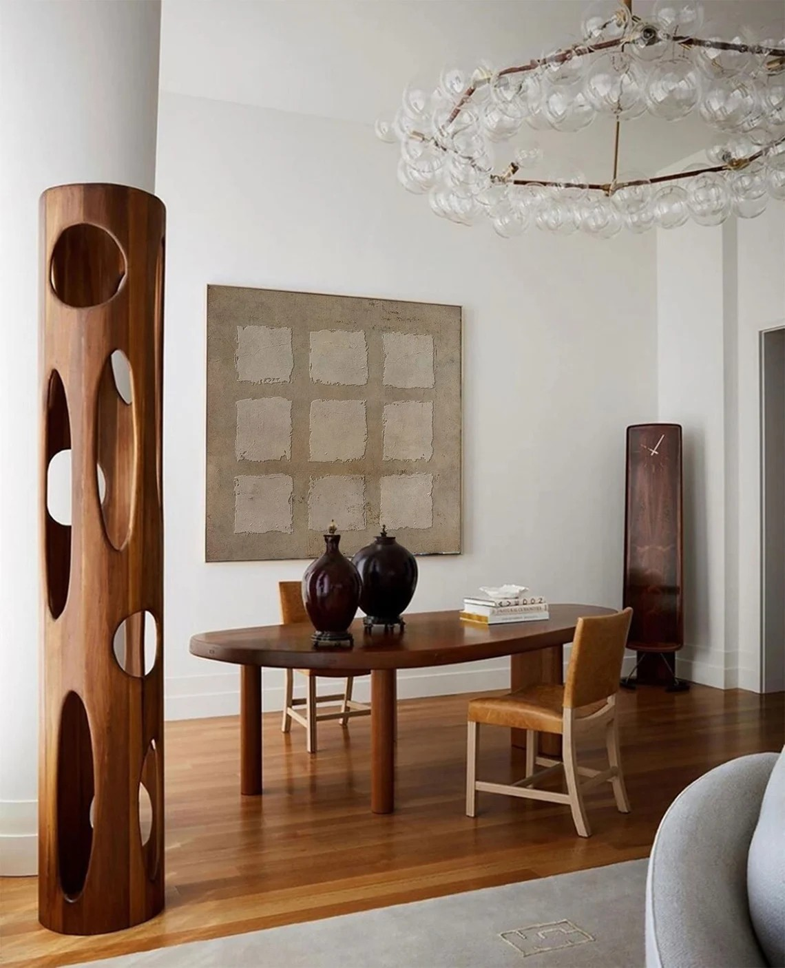 Textured Beige Abstract - Nine Square Grid Oil Painting #JJ 017