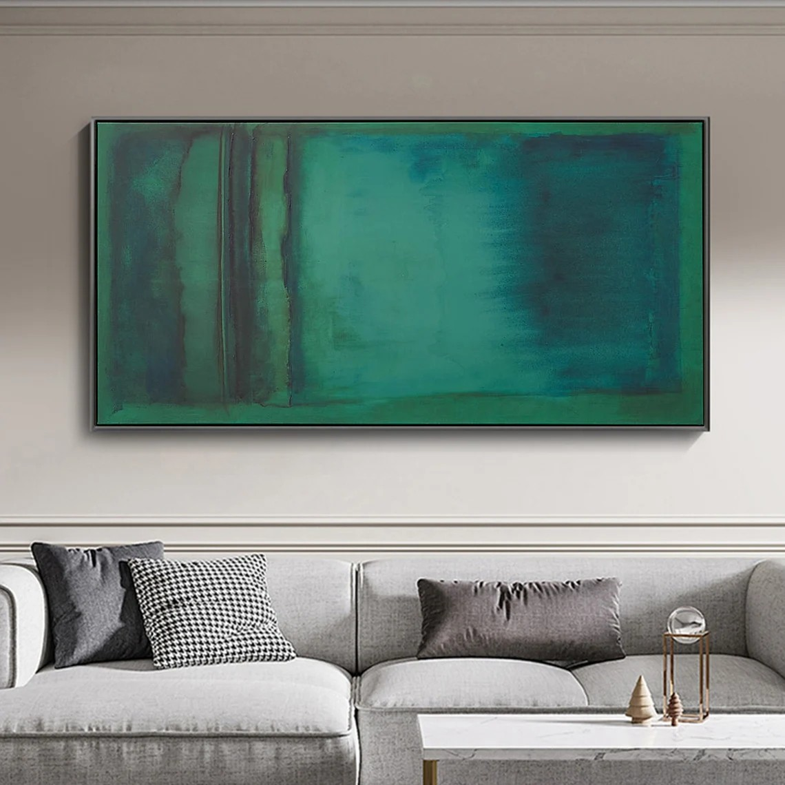 Abstract Green Teal Oil Painting Modern Wall Art #TC 082