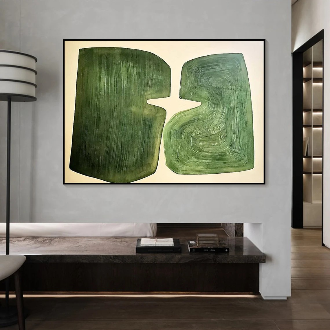 Handmade Green Abstract Canvas Art for Home Decor#TC 079