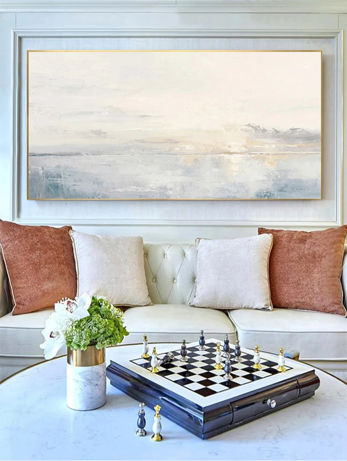 Pastel Coastal Oil Painting for Home Decor - Serene Wall Art #JJ 004