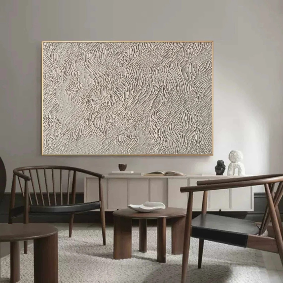 Large White Art - Textured Abstract Wall Painting for Decor #TC 052