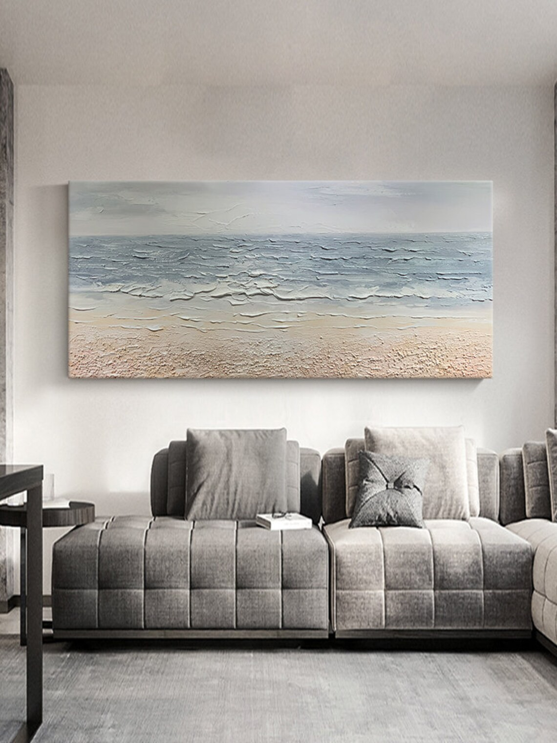 Calm Seascape Textured Abstract Oil Painting - Beach Art #JJ 032