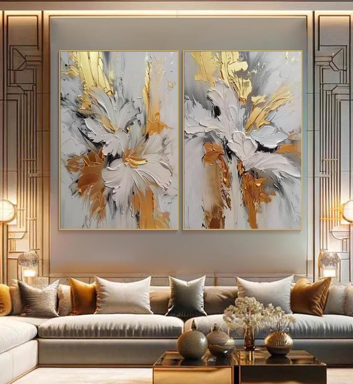 Textured Abstract Art Set for Living Room